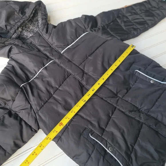 SWISS TECH Kids Puffer Jacket Boys Zip Up Hoodie Black Pocket Reflective L 10-12 - Picture 5 of 10